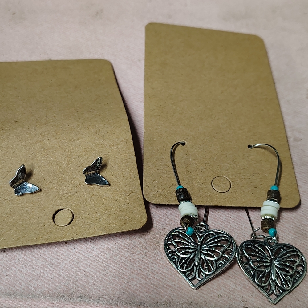 Silver and Turquoise Heart Earrings Set